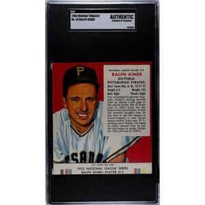 Vintage 1953 Redman Tobacco Ralph Kiner w/tab SGC (Authentic)